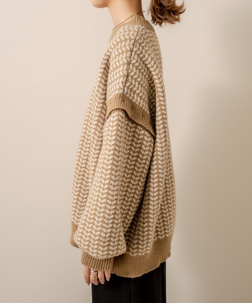 mline（エムライン）の「[mline] WEB限定 2WAYジャガードニット（ニット/セーター・レディース・ブラック/オリーブ・FREE）」の8枚目の写真