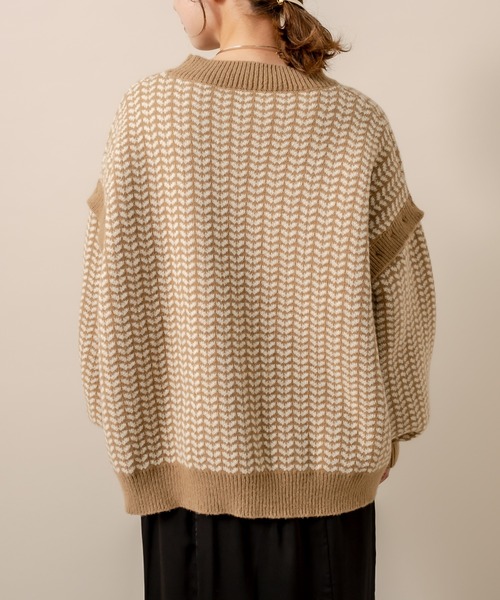 mline（エムライン）の「[mline] WEB限定 2WAYジャガードニット（ニット/セーター・レディース・ブラック/オリーブ・FREE）」の13枚目の写真