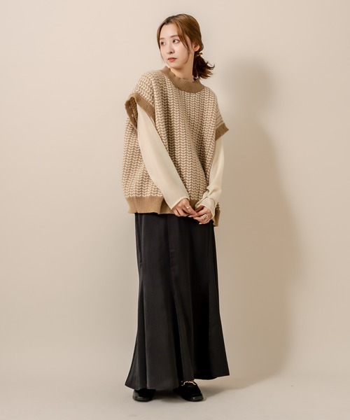 mline（エムライン）の「[mline] WEB限定 2WAYジャガードニット（ニット/セーター・レディース・ブラック/オリーブ・FREE）」の12枚目の写真