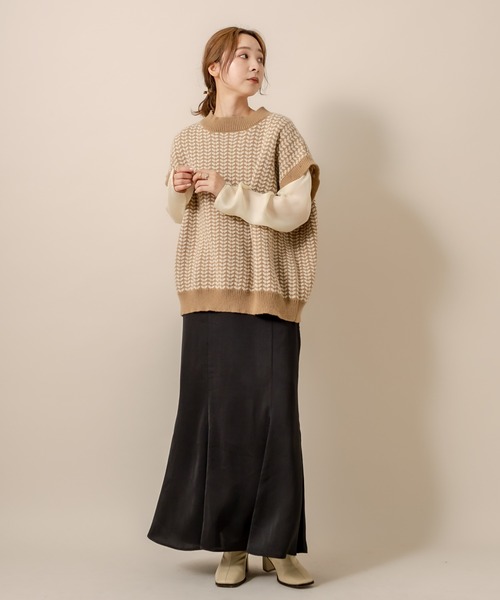 mline（エムライン）の「[mline] WEB限定 2WAYジャガードニット（ニット/セーター・レディース・ブラック/オリーブ・FREE）」の17枚目の写真