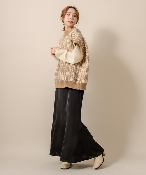 mline（エムライン）の「[mline] WEB限定 2WAYジャガードニット（ニット/セーター・レディース・ブラック/オリーブ・FREE）」の4枚目の写真