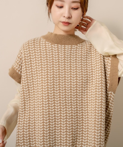 mline（エムライン）の「[mline] WEB限定 2WAYジャガードニット（ニット/セーター・レディース・ブラック/オリーブ・FREE）」の15枚目の写真