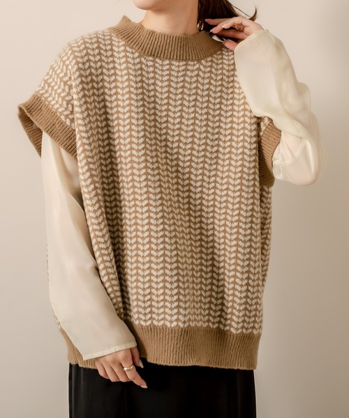 mline（エムライン）の「[mline] WEB限定 2WAYジャガードニット（ニット/セーター・レディース・ブラック/オリーブ・FREE）」の7枚目の写真