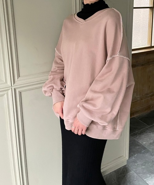 JUNOAH（ジュノア）の「前後2WAYリボンスウェットトップス（スウェット・レディース・ブラック/ベージュ/ブラウン/グレー/ブルー/ホワイト系その他/ピンク系その他/テラコッタ・FREE）」の22枚目の写真