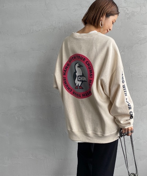 CHUMS（チャムス）の「[CHUMS/チャムス] 別注 バックサークルロゴプリント クルーネックスウェット（スウェット・レディース・グレー/ナチュラル・S/M/L/XL）」の2枚目の写真