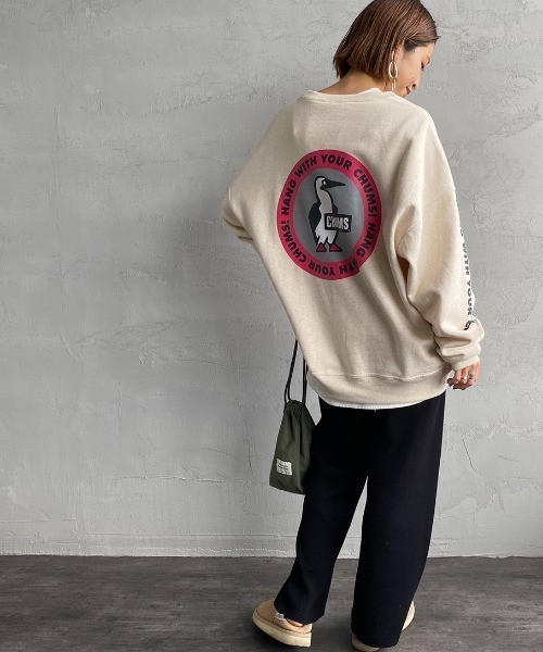 CHUMS（チャムス）の「[CHUMS/チャムス] 別注 バックサークルロゴプリント クルーネックスウェット（スウェット・レディース・グレー/ナチュラル・S/M/L/XL）」の22枚目の写真