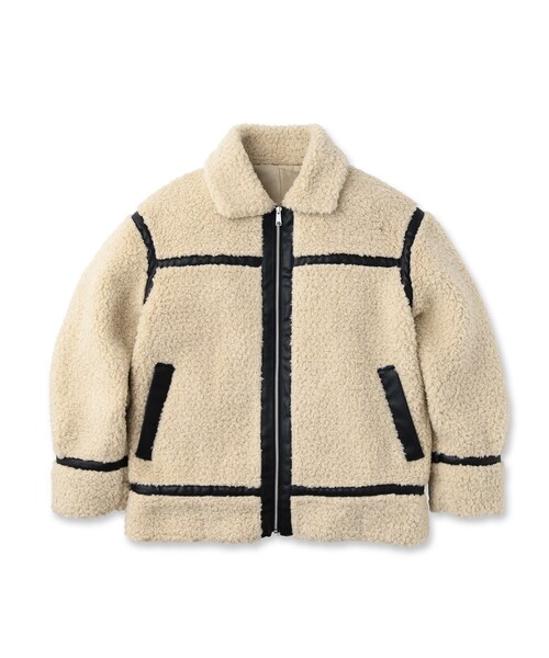 tk.TAKEO KIKUCHI（ティーケータケオキクチ）の「◆B-3カーリーボアブルゾン（ブルゾン・メンズ・ライトベージュ/ブラック・02/66/03）」の8枚目の写真