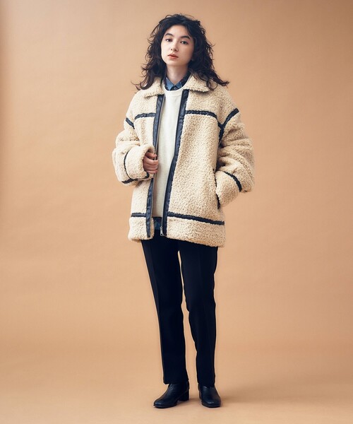 tk.TAKEO KIKUCHI（ティーケータケオキクチ）の「◆B-3カーリーボアブルゾン（ブルゾン・メンズ・ライトベージュ/ブラック・02/66/03）」の18枚目の写真