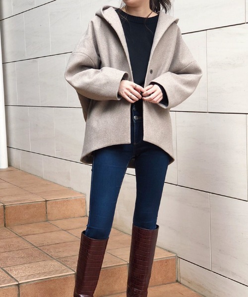 Banner Barrett(バナーバレット)の「ウールライクショートフーディー(その他アウター・レディース・モカ/ネイビー/ベージュ・38)」の2枚目の写真