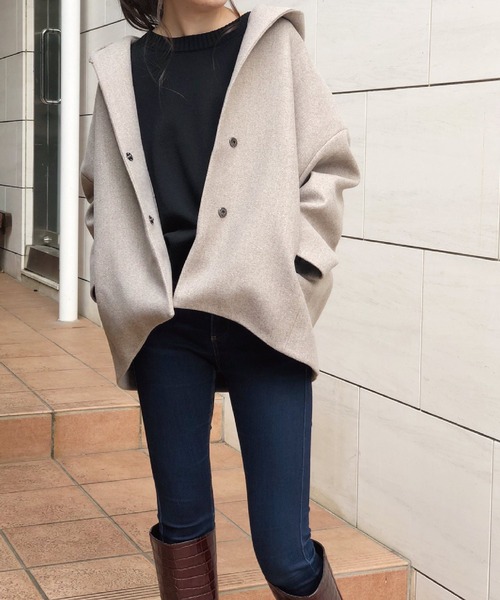 Banner Barrett(バナーバレット)の「ウールライクショートフーディー(その他アウター・レディース・モカ/ネイビー/ベージュ・38)」の13枚目の写真