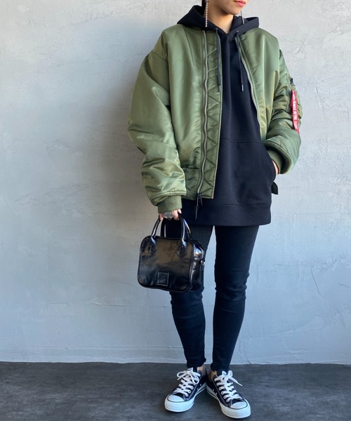 ※ALPHA（アルファ）の「[ALPHA/アルファ] MA-1 ナイロンミリタリージャケット（MA-1・レディース・オリーブ/ブラック・M/L）」の13枚目の写真