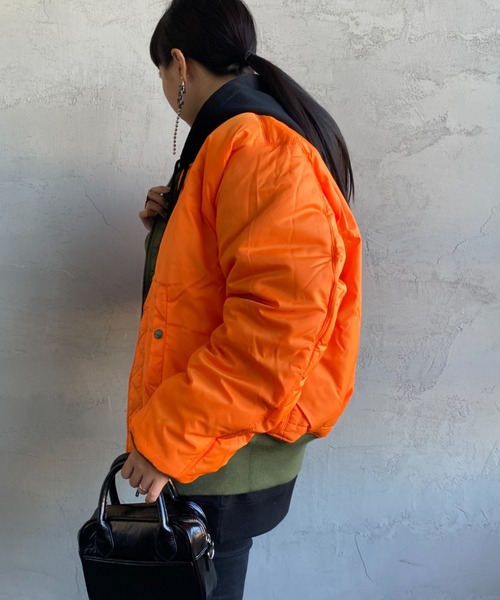 ※ALPHA（アルファ）の「[ALPHA/アルファ] MA-1 ナイロンミリタリージャケット（MA-1・レディース・オリーブ/ブラック・M/L）」の19枚目の写真