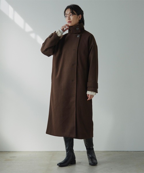 miette（ミエット）の「ﾌｪｲｸｳｰﾙ襟取り外しｺｰﾄ（ステンカラーコート・レディース・オリーブ/ダークブラウン/ブラック・FREE）」の14枚目の写真