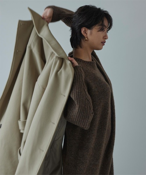 miette（ミエット）の「ﾌｪｲｸｳｰﾙ襟取り外しｺｰﾄ（ステンカラーコート・レディース・オリーブ/ダークブラウン/ブラック・FREE）」の12枚目の写真