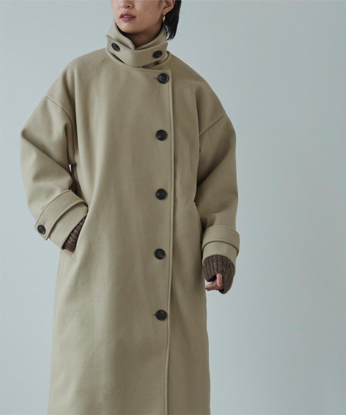 miette（ミエット）の「ﾌｪｲｸｳｰﾙ襟取り外しｺｰﾄ（ステンカラーコート・レディース・オリーブ/ダークブラウン/ブラック・FREE）」の15枚目の写真