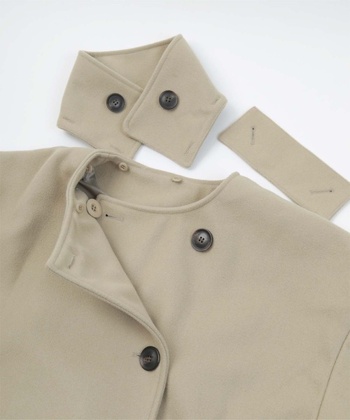 miette（ミエット）の「ﾌｪｲｸｳｰﾙ襟取り外しｺｰﾄ（ステンカラーコート・レディース・オリーブ/ダークブラウン/ブラック・FREE）」の5枚目の写真