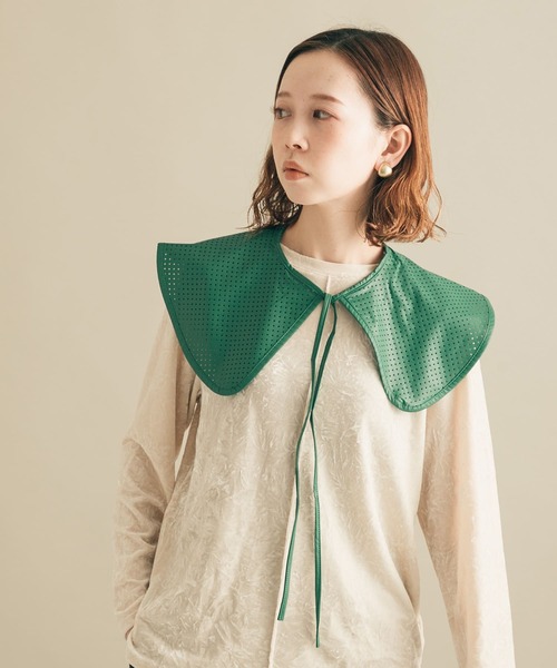 SMELLY（スメリー）の「フェイクレザーパンチングツケエリ（その他小物・レディース・ブラック/グリーン/アイボリー・-）」の3枚目の写真