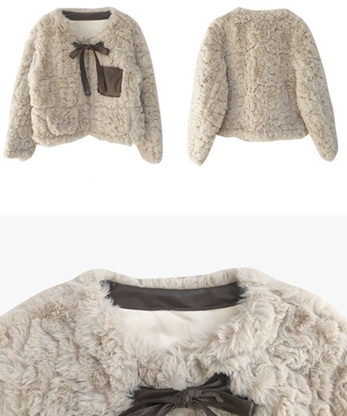 FRP（エフアールピー）の「YUGA フェイクファー　ボア　 ジャケットコート（ブルゾン・レディース・ホワイト・M/L）」の4枚目の写真