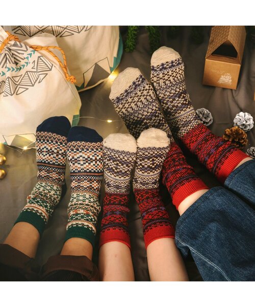 BREEZE（ブリーズ）の「ノルディックソックス（ソックス/靴下・キッズ・グリーン/レッド・15 /21/24/18）」の3枚目の写真