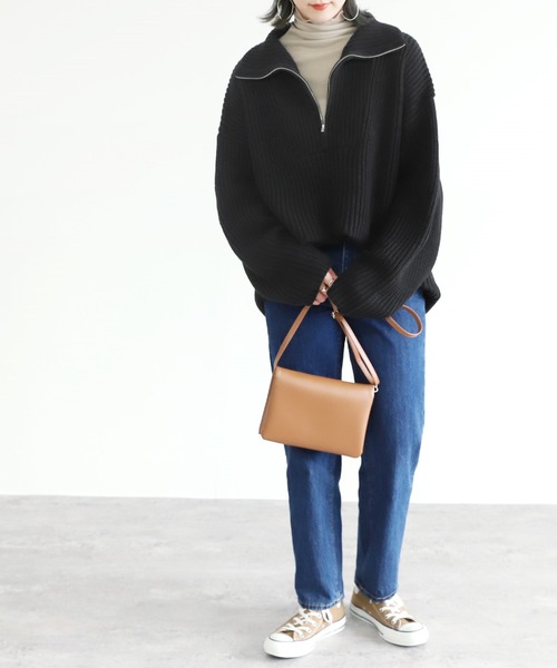 reca（レカ）の「ハーフジップニット（ニット/セーター・レディース・オフホワイト/モカ/ブラック・M）」の10枚目の写真