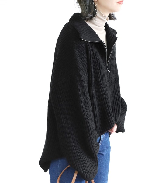 reca（レカ）の「ハーフジップニット（ニット/セーター・レディース・オフホワイト/モカ/ブラック・M）」の9枚目の写真