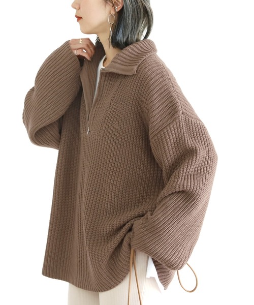 reca（レカ）の「ハーフジップニット（ニット/セーター・レディース・オフホワイト/モカ/ブラック・M）」の11枚目の写真