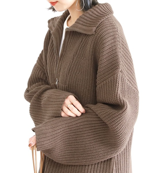 reca（レカ）の「ハーフジップニット（ニット/セーター・レディース・オフホワイト/モカ/ブラック・M）」の12枚目の写真