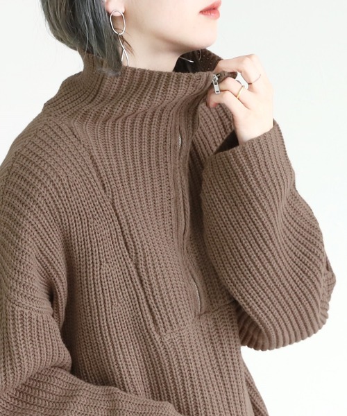 reca（レカ）の「ハーフジップニット（ニット/セーター・レディース・オフホワイト/モカ/ブラック・M）」の13枚目の写真