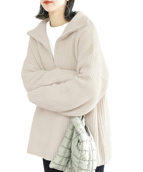 reca（レカ）の「ハーフジップニット（ニット/セーター・レディース・オフホワイト/モカ/ブラック・M）」の16枚目の写真