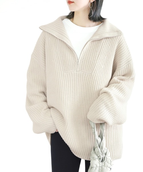 reca（レカ）の「ハーフジップニット（ニット/セーター・レディース・オフホワイト/モカ/ブラック・M）」の18枚目の写真