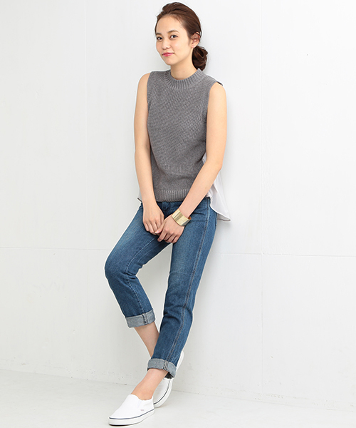 BEAMS LIGHTS Women's(ビームスライツ ウィメンズ)の「BEAMS LIGHTS / 後ろ身頃シフォンベスト(ニット/セーター・レディース・オフホワイト/グレー・ONE SIZE)」の20枚目の写真