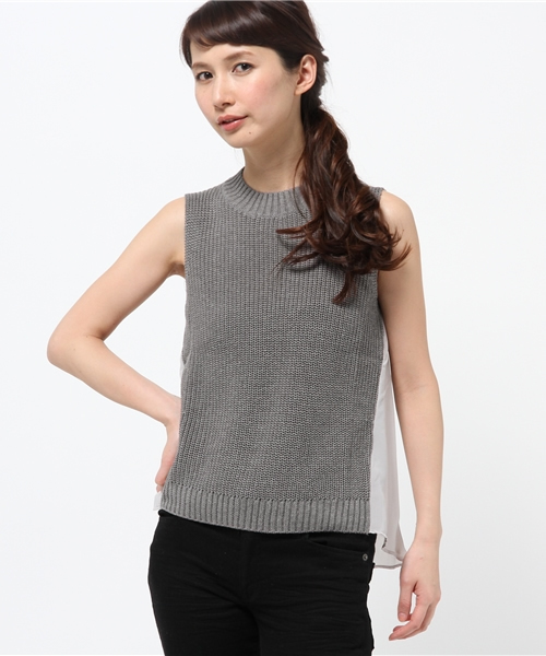 BEAMS LIGHTS Women's(ビームスライツ ウィメンズ)の「BEAMS LIGHTS / 後ろ身頃シフォンベスト(ニット/セーター・レディース・オフホワイト/グレー・ONE SIZE)」の13枚目の写真