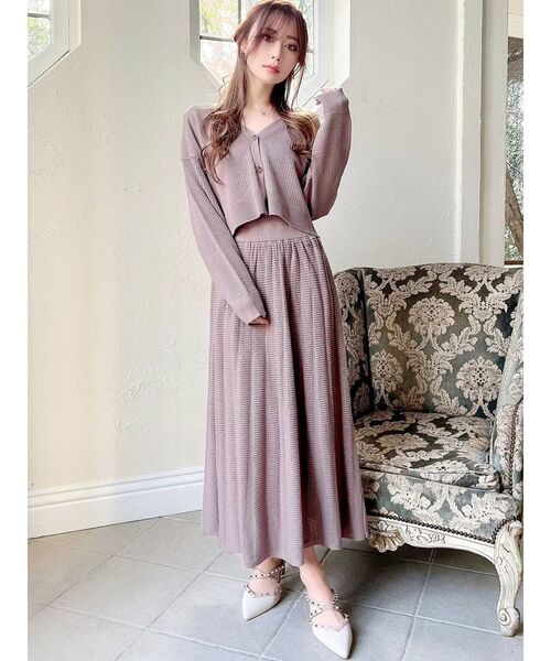 RESEXXY（リゼクシー）の「メッシュ調ニットカーディガン【セットアップ着用可能】（カーディガン/ボレロ・レディース・ブラック/ベージュ/モカ・FREE）」の4枚目の写真