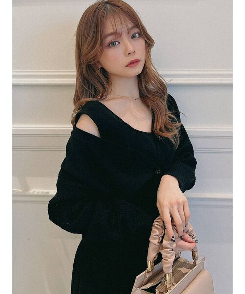 RESEXXY（リゼクシー）の「メッシュ調ニットカーディガン【セットアップ着用可能】（カーディガン/ボレロ・レディース・ブラック/ベージュ/モカ・FREE）」の19枚目の写真