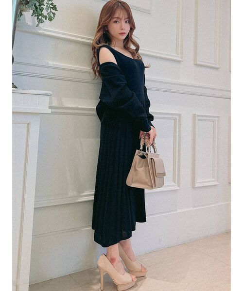 RESEXXY（リゼクシー）の「メッシュ調ニットカーディガン【セットアップ着用可能】（カーディガン/ボレロ・レディース・ブラック/ベージュ/モカ・FREE）」の14枚目の写真