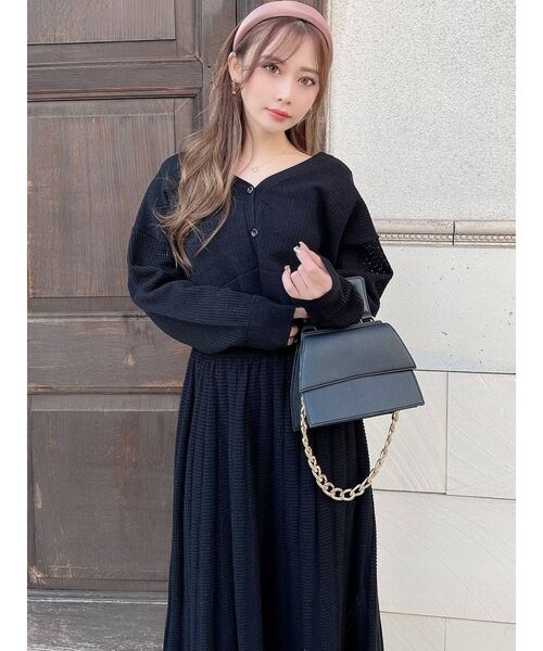 RESEXXY（リゼクシー）の「メッシュ調ニットカーディガン【セットアップ着用可能】（カーディガン/ボレロ・レディース・ブラック/ベージュ/モカ・FREE）」の11枚目の写真