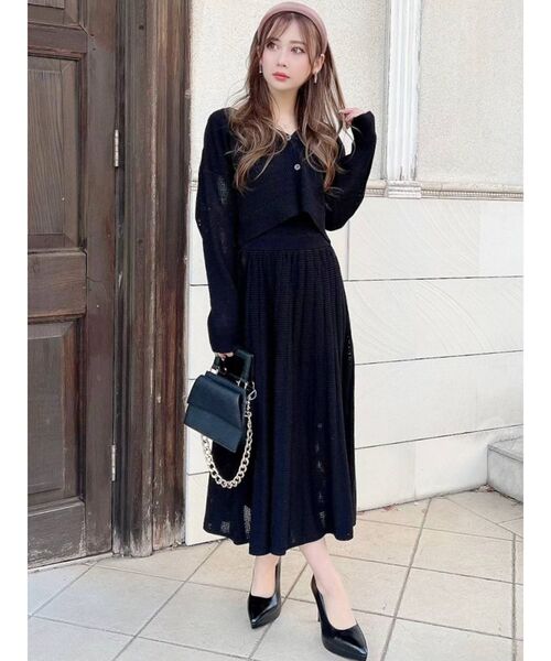 RESEXXY（リゼクシー）の「メッシュ調ニットカーディガン【セットアップ着用可能】（カーディガン/ボレロ・レディース・ブラック/ベージュ/モカ・FREE）」の8枚目の写真