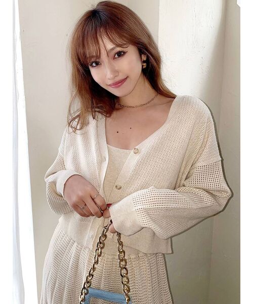 RESEXXY（リゼクシー）の「メッシュ調ニットカーディガン【セットアップ着用可能】（カーディガン/ボレロ・レディース・ブラック/ベージュ/モカ・FREE）」の15枚目の写真