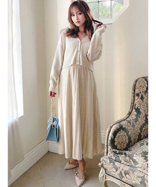 RESEXXY（リゼクシー）の「メッシュ調ニットカーディガン【セットアップ着用可能】（カーディガン/ボレロ・レディース・ブラック/ベージュ/モカ・FREE）」の12枚目の写真