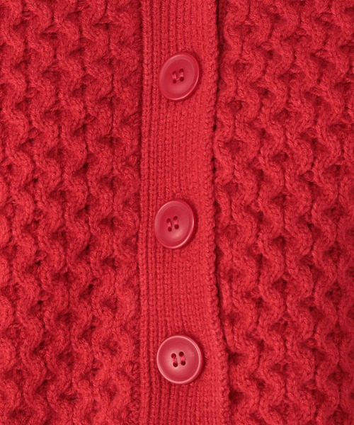 studio CLIP（スタディオクリップ）の「5ゲージパッチワークカーディガン（カーディガン/ボレロ・レディース・モカ/オフホワイト/レッド/ブラック・MEDIUM/LARGE）」の13枚目の写真