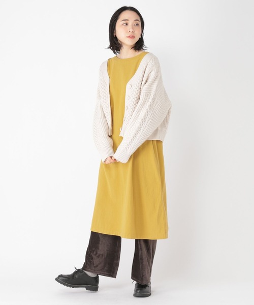 studio CLIP（スタディオクリップ）の「5ゲージパッチワークカーディガン（カーディガン/ボレロ・レディース・モカ/オフホワイト/レッド/ブラック・MEDIUM/LARGE）」の11枚目の写真