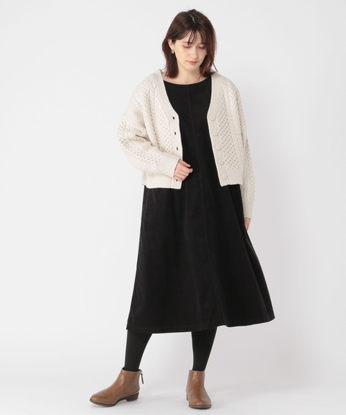 studio CLIP（スタディオクリップ）の「5ゲージパッチワークカーディガン（カーディガン/ボレロ・レディース・モカ/オフホワイト/レッド/ブラック・MEDIUM/LARGE）」の16枚目の写真