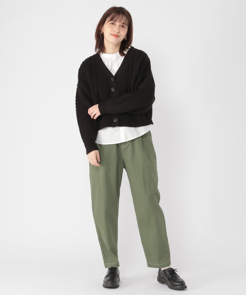 studio CLIP（スタディオクリップ）の「5ゲージパッチワークカーディガン（カーディガン/ボレロ・レディース・モカ/オフホワイト/レッド/ブラック・MEDIUM/LARGE）」の20枚目の写真