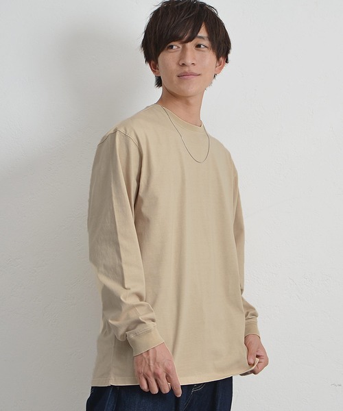 MinoriTY(マイノリティ)の「ビッグシルエット ロンT ペールトーンカラー無地 カットソー(Tシャツ/カットソー・メンズ・ブラック/ダークグリーン/ベージュ/オフホワイト/ピンク/グレー系その他・M/L/XL)」の4枚目の写真