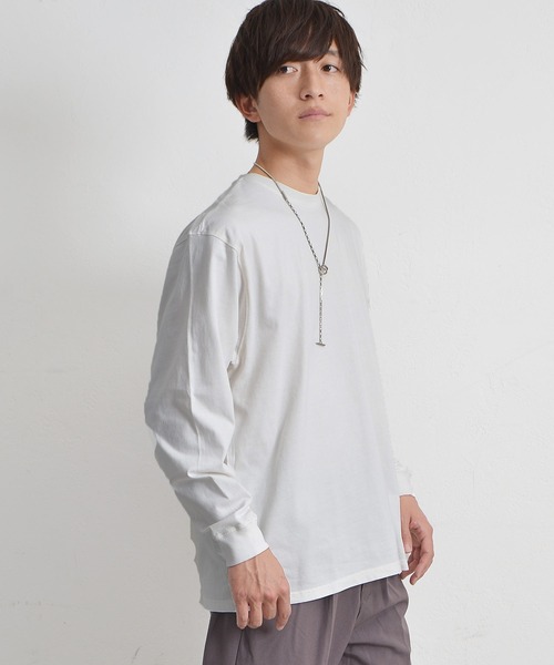 MinoriTY(マイノリティ)の「ビッグシルエット ロンT ペールトーンカラー無地 カットソー(Tシャツ/カットソー・メンズ・ブラック/ダークグリーン/ベージュ/オフホワイト/ピンク/グレー系その他・M/L/XL)」の2枚目の写真