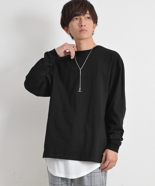MinoriTY(マイノリティ)の「ビッグシルエット ロンT ペールトーンカラー無地 カットソー(Tシャツ/カットソー・メンズ・ブラック/ダークグリーン/ベージュ/オフホワイト/ピンク/グレー系その他・M/L/XL)」の3枚目の写真