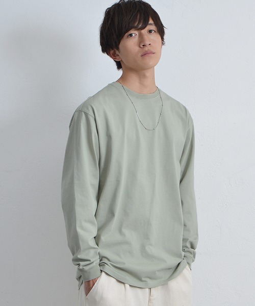 MinoriTY(マイノリティ)の「ビッグシルエット ロンT ペールトーンカラー無地 カットソー(Tシャツ/カットソー・メンズ・ブラック/ダークグリーン/ベージュ/オフホワイト/ピンク/グレー系その他・M/L/XL)」の15枚目の写真
