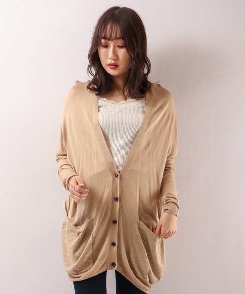 Anna Nicola(アンナニコラ)の「Anna Nicola ウォッシャブル BIGカーディガン(カーディガン/ボレロ・レディース・シルバー/グリーン/ベージュ・38)」の6枚目の写真