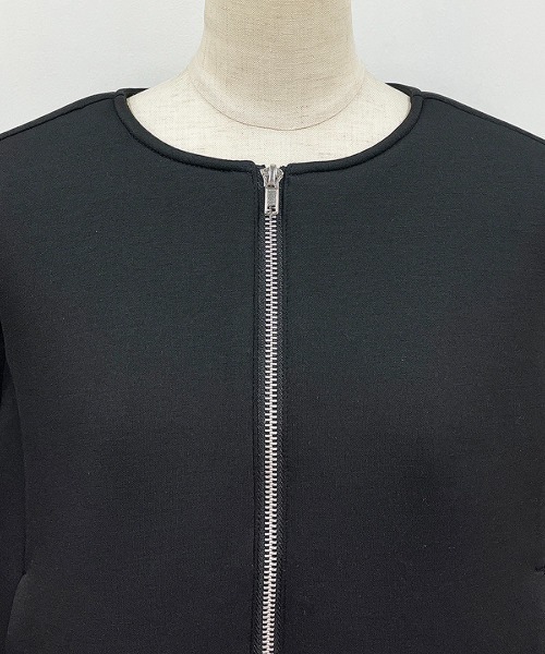 PICCIN（ピッチン）の「ボンディングペプラムジャケット（ノーカラージャケット・レディース・ブラック/オフホワイト・M/L）」の10枚目の写真