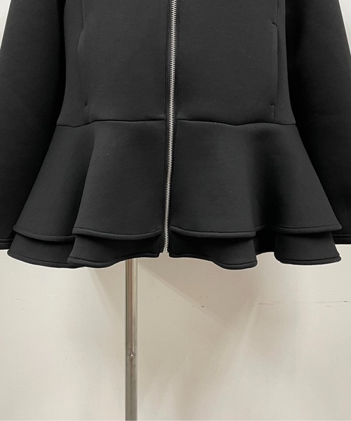 PICCIN（ピッチン）の「ボンディングペプラムジャケット（ノーカラージャケット・レディース・ブラック/オフホワイト・M/L）」の13枚目の写真